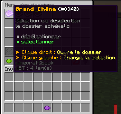 Tooltip d'information d'un dossier montrant les actions possibles